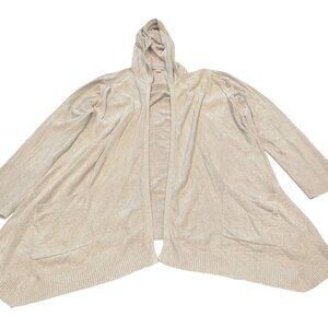 Barefoot Dreams Sz 1X Hooded Cardigan CozyChic Ultra Lite Beige Cream Light Gray